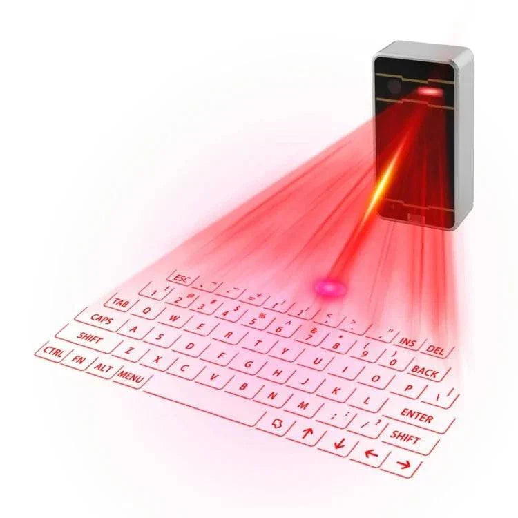 Wireless Laser Keyboard projecting a virtual keyboard onto a flat surface for wireless and portable typing.