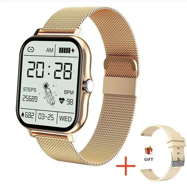 Fitness Tracker Smart Watch Gold-White band