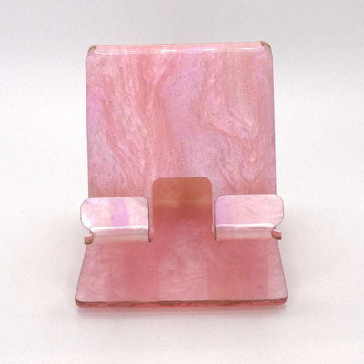 Pink marble acrylic Global Phone Stand suitable for most smartphones with a durable and easy-to-clean design