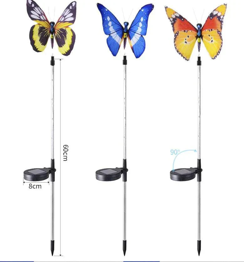 Stand alone solar-powered butterfly garden lights