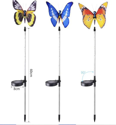 Stand alone solar-powered butterfly garden lights